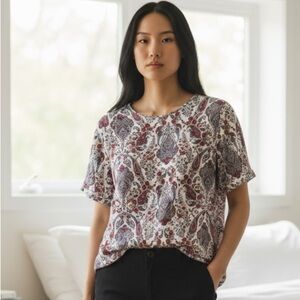 H&M Women's Paisley, Tunic top, Size US 6